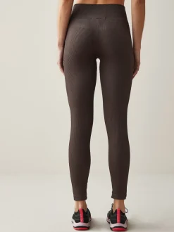 Next - Côtelé sans couture Taille haute Leggings Marron chocolat Hot