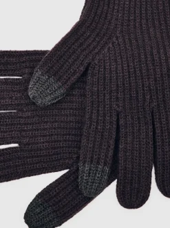 Reiss Marron chocolat - Gants à écran tactile Lawson en mérinos côtelé Best