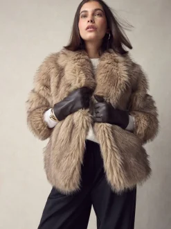 Next - Gants en cuir Marron chocolat Outlet