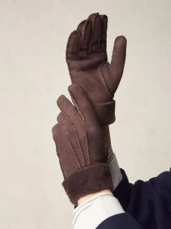 Next Marron chocolat - Gants N. Premium en cuir et peau de mouton Best