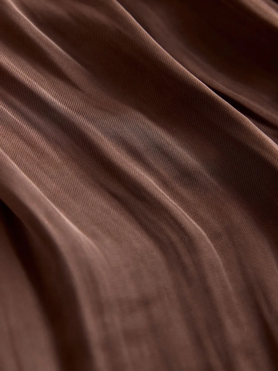 Next Marron chocolat - Jupe maxi plissée en satin New