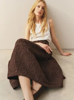 Nothing Ordinary Marron chocolat - Jupe mi-longue en jacquard Two Ordinary Volume New