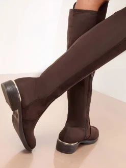 Lipsy Marron chocolat - Bottes décontractées élastiques en faux daim Hot