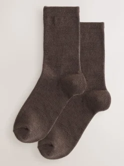 Next Marron chocolat - Lot de 2 paires de chaussettes en polaire thermique Clearance