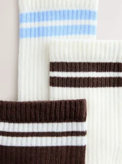 Next - Lot de 3 Chaussettes de sport côtelées à semelle Coussinée avec soutien de la voûte plantaire Marron chocolat Outlet