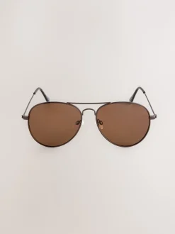 Next Marron chocolat - Lunettes de soleil aviateur classiques Best