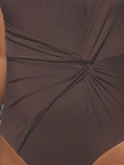 Next Marron chocolat - Maillot de bain Twist Scoop pour le contrôle du ventre