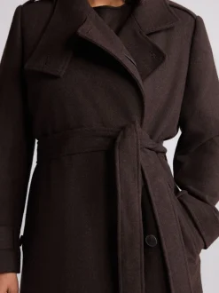Next Marron chocolat - Manteau habillé à col cheminée Online
