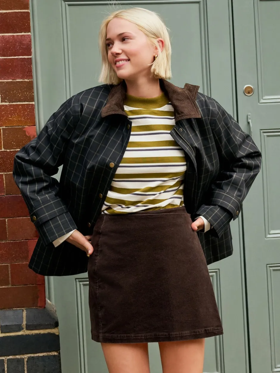 Next Marron chocolat - Mini-jupe cache-cœur en velours côtelé Discount