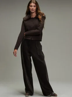 Next Marron chocolat - Pantalon large en velours côtelé Online