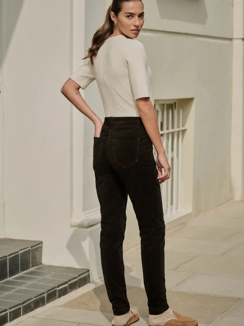Next Marron chocolat - Pantalon skinny en velours côtelé