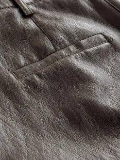 Nothing Ordinary Marron chocolat - Pantalon Regular en similicuir à jambe large New