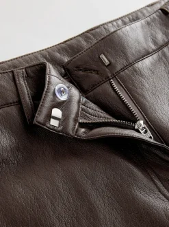 Nothing Ordinary Marron chocolat - Pantalon Regular en similicuir à jambe large New