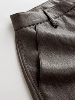 Nothing Ordinary Marron chocolat - Pantalon Regular en similicuir à jambe large New