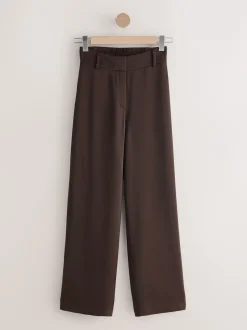 Next Marron chocolat - Pantalons amples en satin à dos élastique Sale