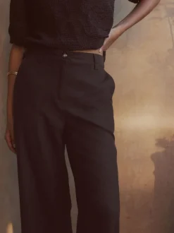 Next Marron chocolat - Pantalons intelligents à jambe large en lin Blend Best