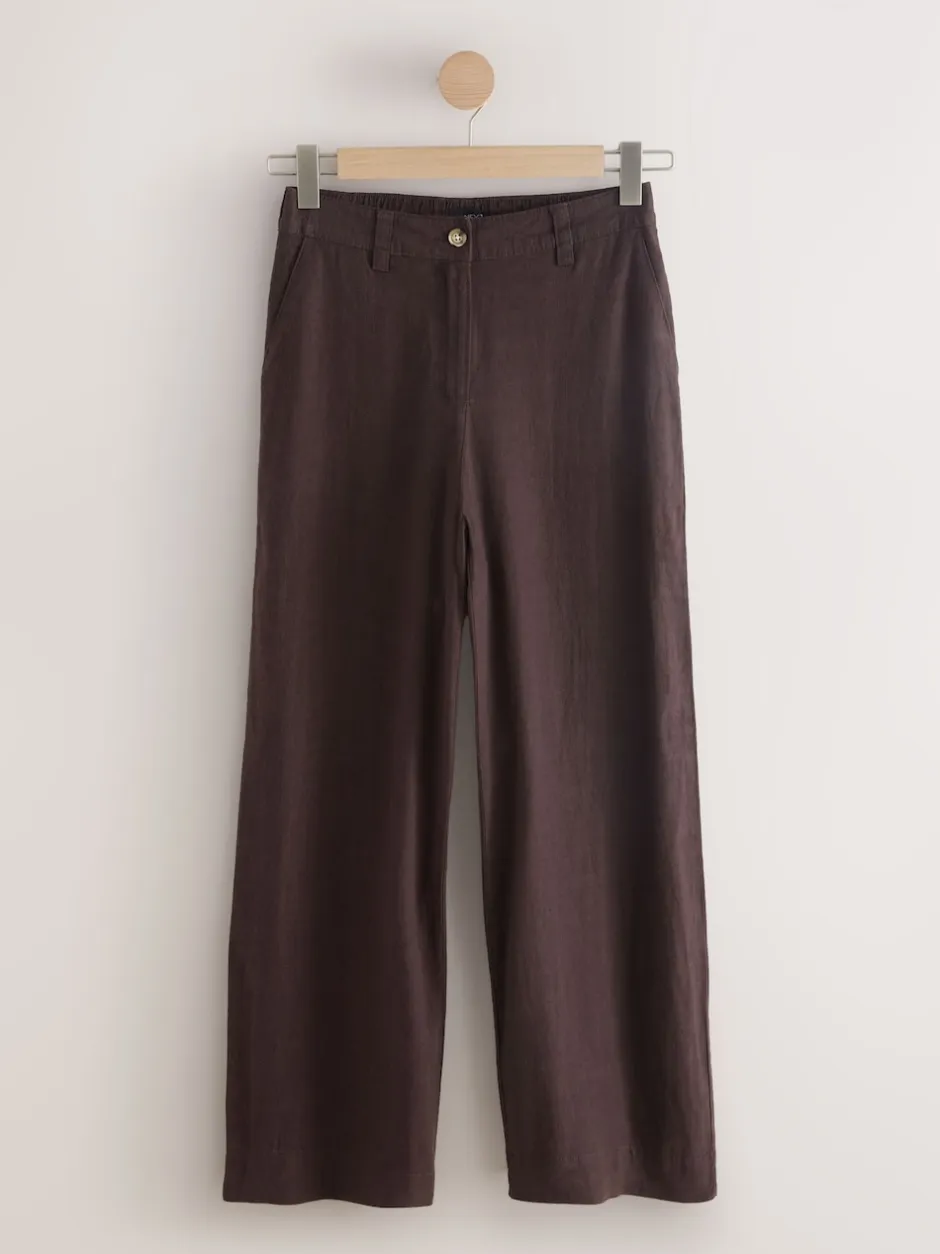 Next Marron chocolat - Pantalons intelligents à jambe large en lin Blend Best