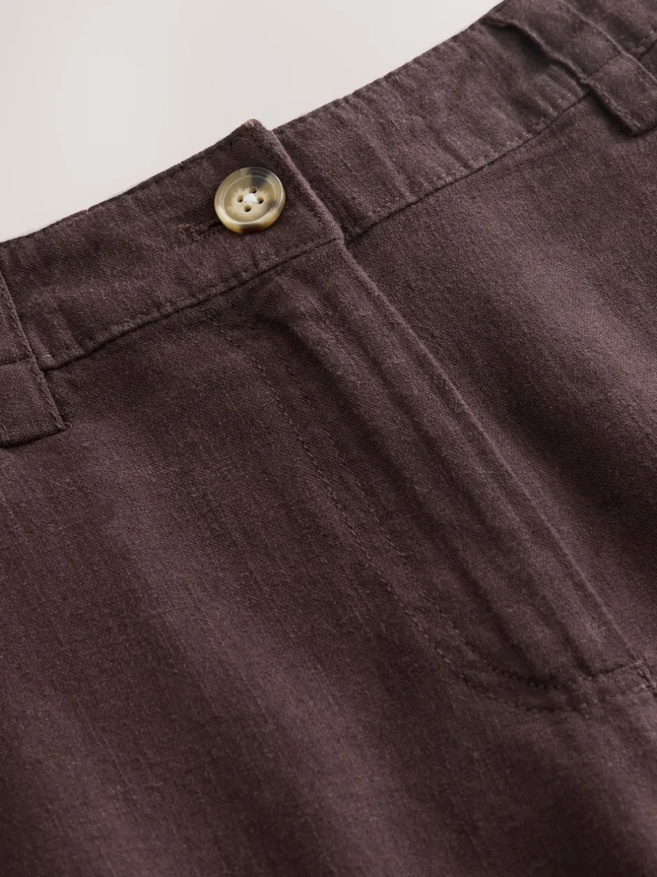 Next Marron chocolat - Pantalons intelligents à jambe large en lin Blend Best