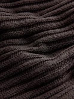 Next Marron chocolat - Pull côtelé en maille à col en V Best