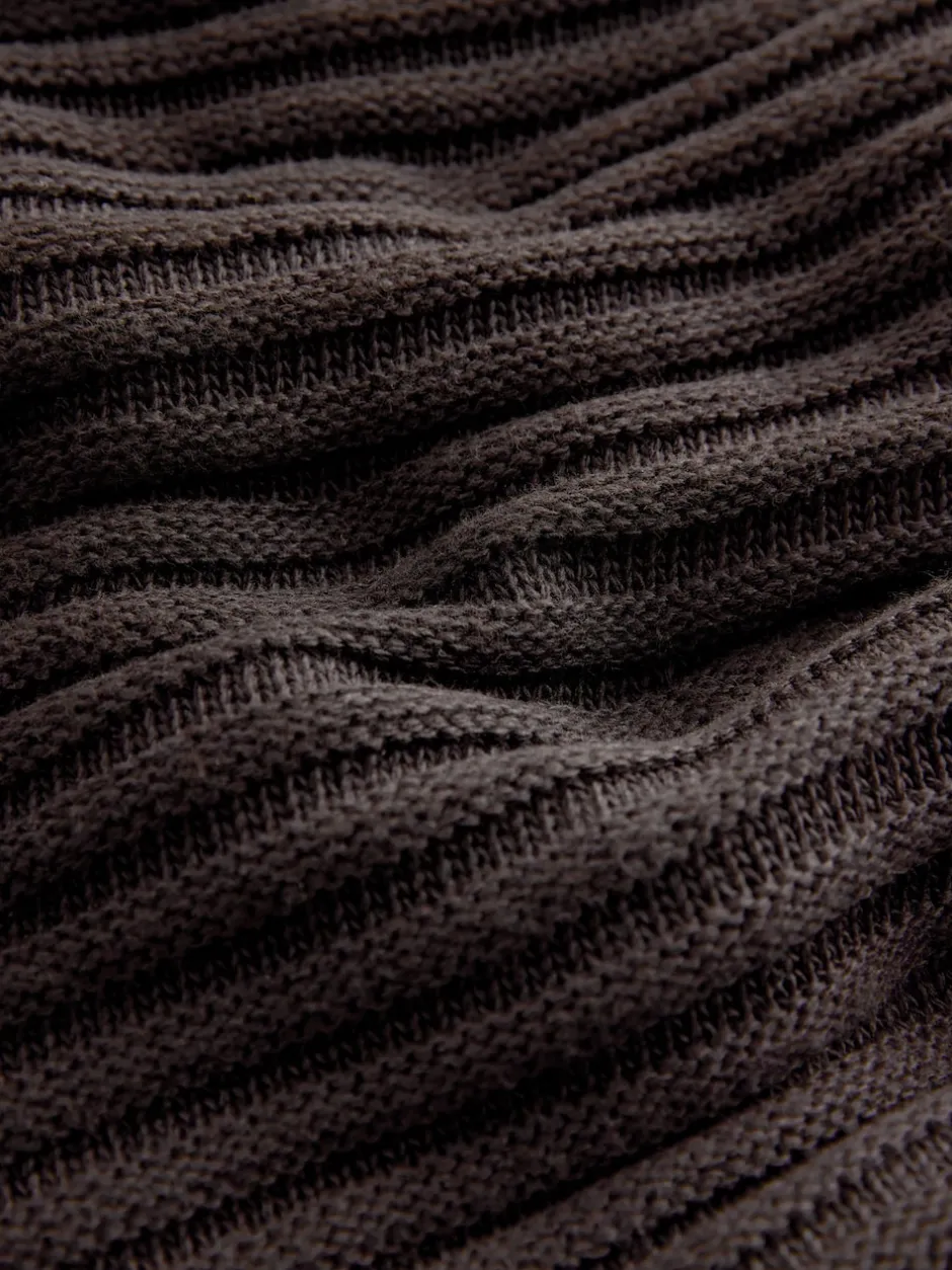 Next Marron chocolat - Pull côtelé en maille à col en V Best