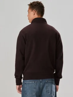 Next - Quart de zip - Sweat-shirt en jersey riche en coton Marron chocolat Sale