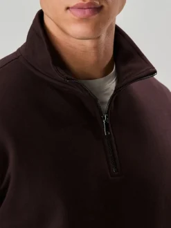 Next - Quart de zip - Sweat-shirt en jersey riche en coton Marron chocolat Sale