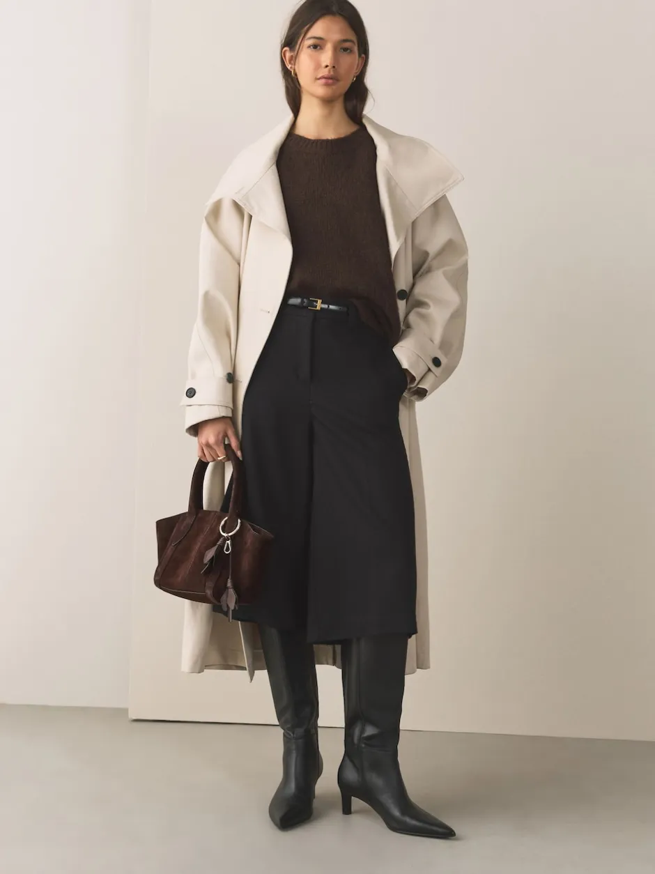 Next Marron chocolat - Sac à bandoulière avec breloque fleur en daim Hot