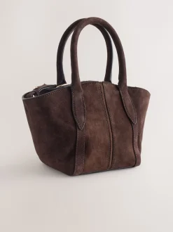 Next Marron chocolat - Sac à bandoulière avec breloque fleur en daim Hot