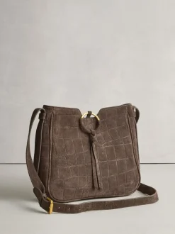 Next Marron chocolat - Sac à bandoulière Messenger en daim croco Online