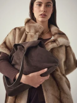 Next Marron chocolat - Sac bandoulière souple en Faux suède Hot