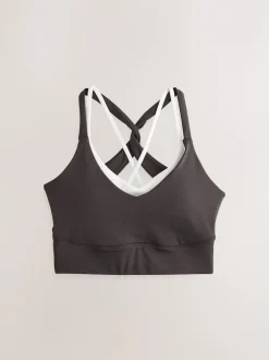 Next Marron chocolat - Soutien-gorge de sport Active Power à dos croisé double couche Clearance