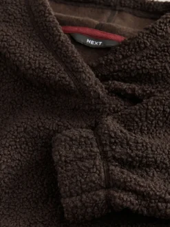 Next Marron chocolat - Sweat-shirt à capuche doux Borg à manches longues Best