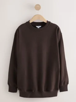 Next - Sweat-shirt long Essentiels coupe décontractée avec poches Marron chocolat Online