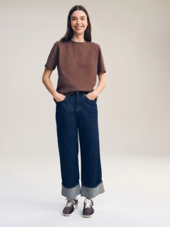 Next - T-shirt Manche courte Col ras du cou lourd Marron chocolat Sale