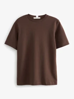 Next - T-shirt Manche courte Col ras du cou lourd Marron chocolat Sale