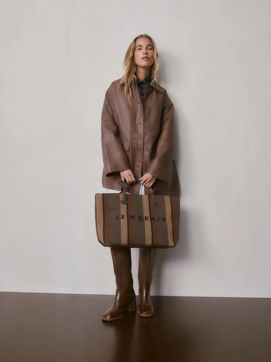 Next Marron chocolat rayé - Sac à bandoulière Hot