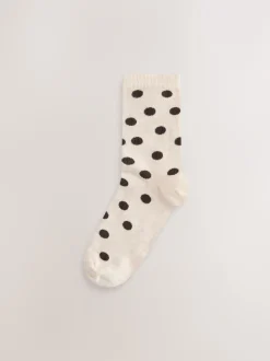 Next Marron chocolat/blanc à pois - Paquet de chaussettes de cheville 5 Clearance