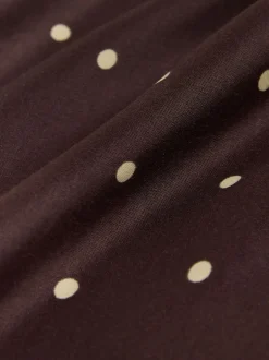 Next Marron chocolat/Cream à pois - Jupe Midi Satin Sale