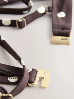 Next Marron chocolat/crème à pois - Haut de bikini rembourré à armatures avec nœud sur le devant Clearance