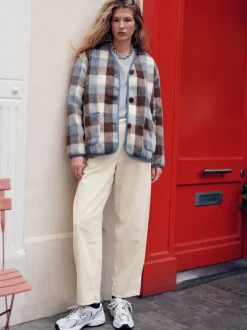 Next Marron et Bleu - Veste à carreaux Online