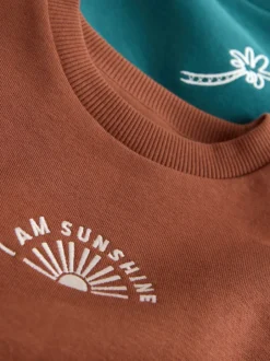 Next Marron et Bleu canard - Ensemble Sweat-shirt et Shorts à Col rond 2 (3mois -7ans) Hot