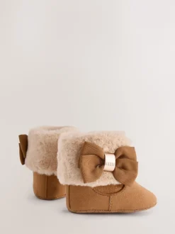 Baker by Ted Baker Marron fauve - Bébé Filles Faux Fur Trim Padders Bottes Sale