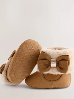 Baker by Ted Baker Marron fauve - Bébé Filles Faux Fur Trim Padders Bottes Sale