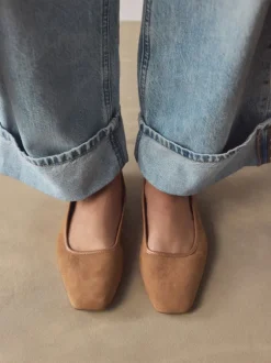 Next Marron fauve - Ballerines Forever Comfort® en cuir à bout carré Online