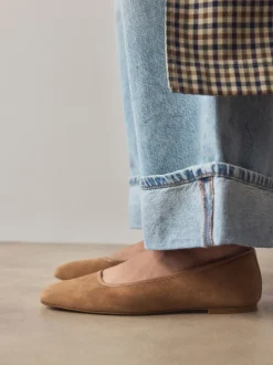 Next Marron fauve - Ballerines Forever Comfort® en cuir à bout carré Online