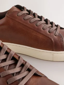 Next Marron fauve - Baskets en cuir New