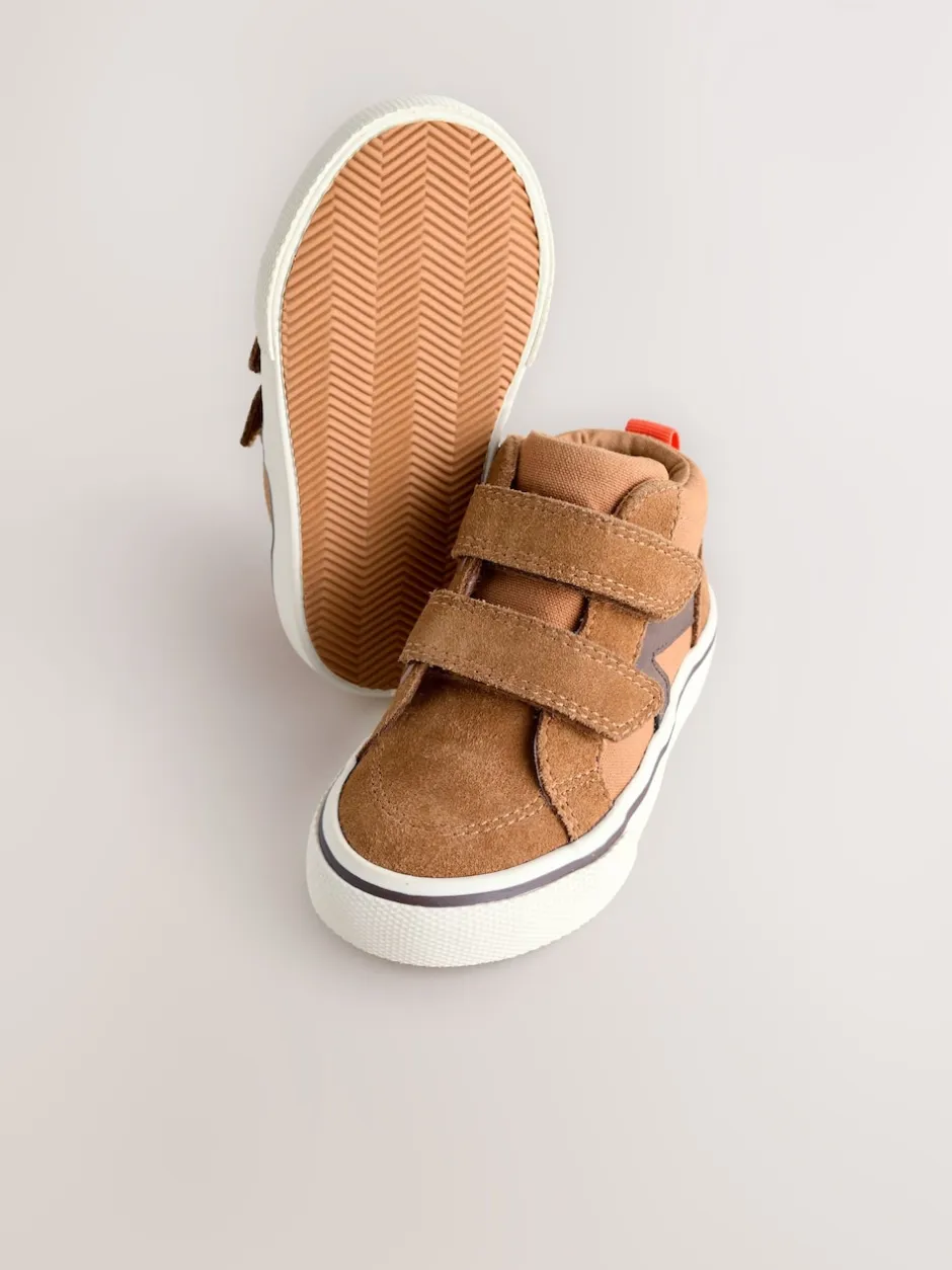 Next Marron fauve - Baskets hautes en daim à fermeture par contact Sale