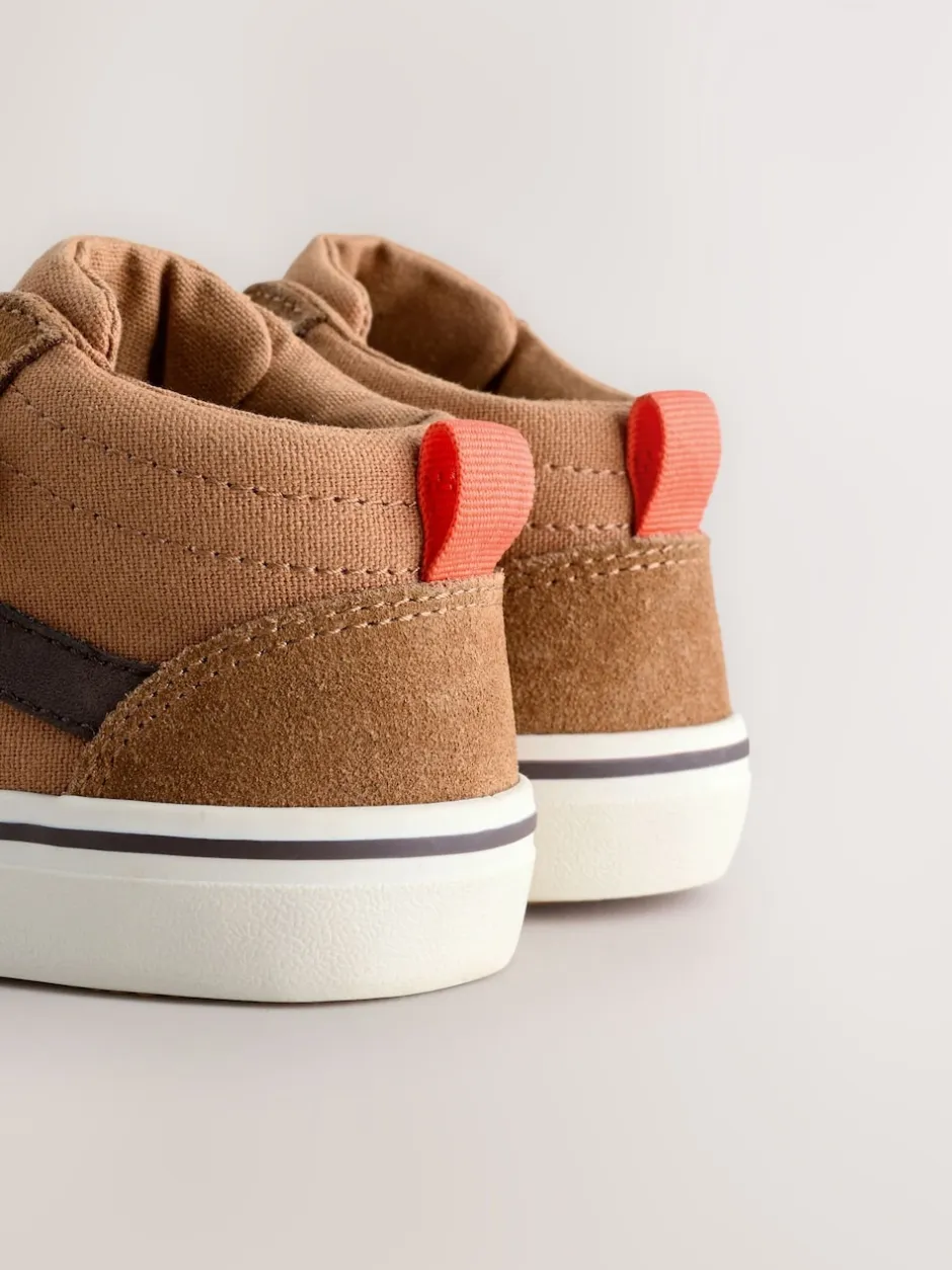 Next Marron fauve - Baskets hautes en daim à fermeture par contact Sale