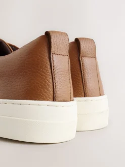 Next Marron fauve - Baskets longues en cuir Chic et décontracté à Embout Online