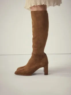 Next Marron fauve - Bottes chaussettes Forever Comfort® à bout arrondi et hauteur genou